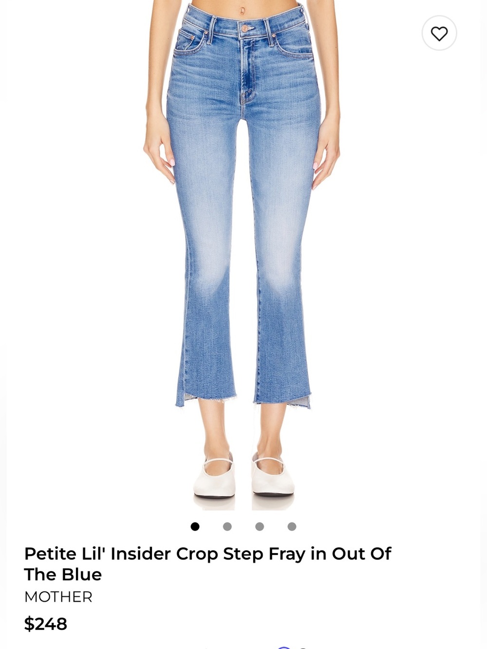 MOTHER Denim Petite Lil Insider Crop Step Fray Out of the Blue size 00 24 jeans